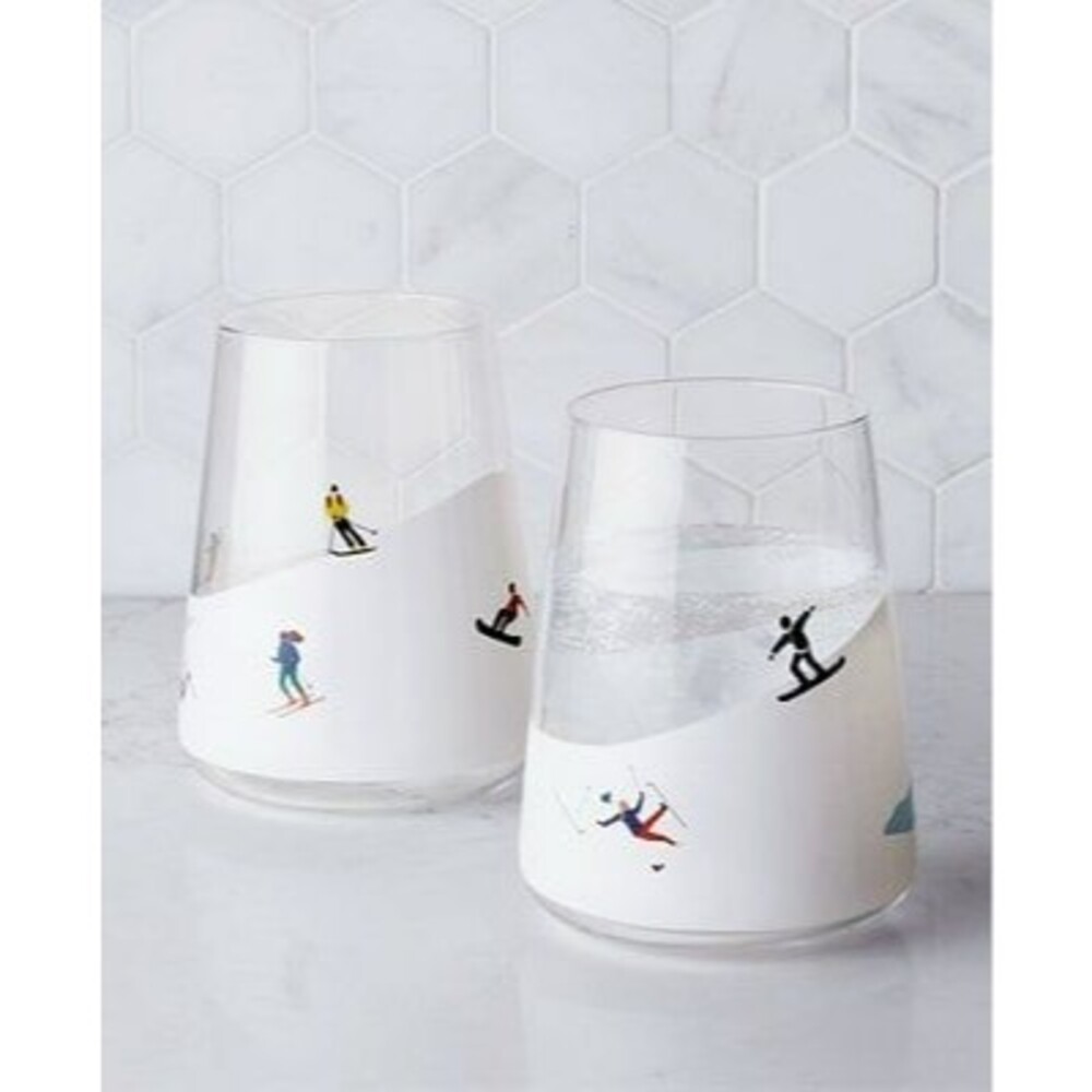 The Cellar Holiday Stemless Wine Glasses, Set of 2